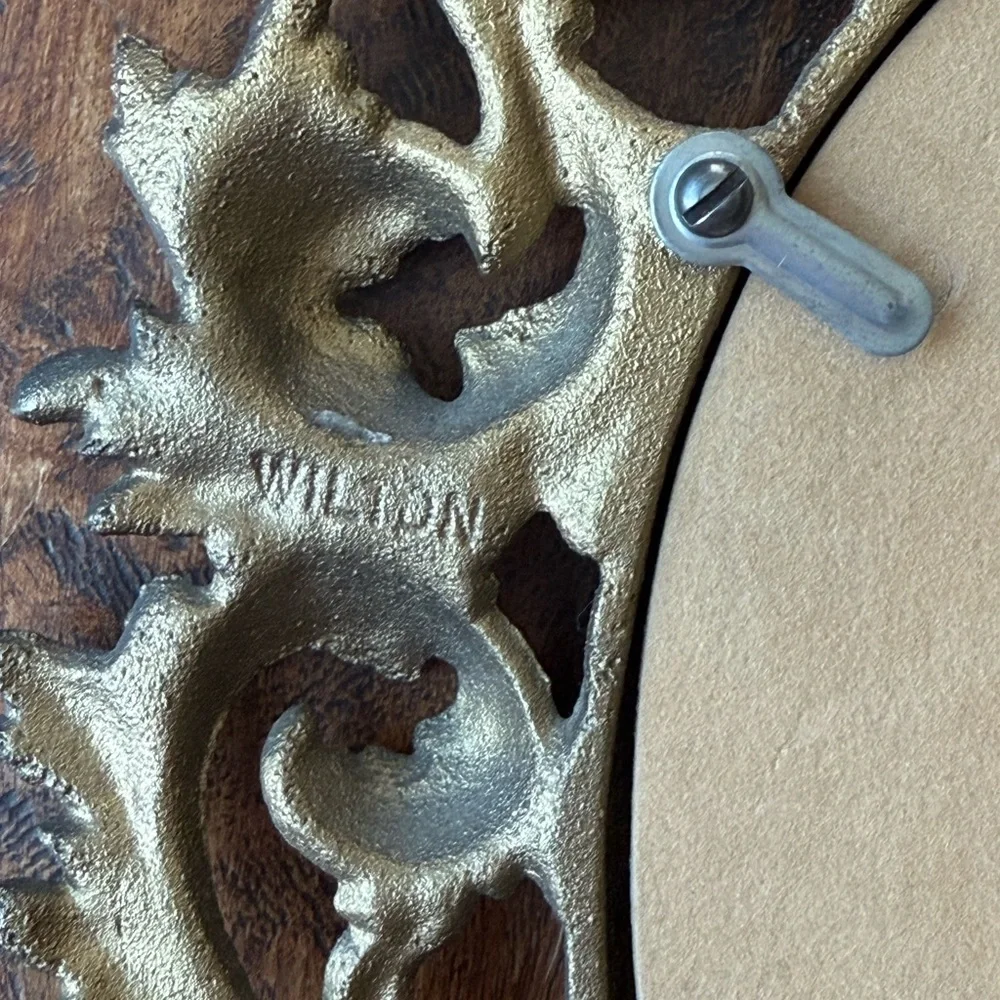 Vintage Wilton Ornate Gold cast Iron Mirror 9/12 Inch